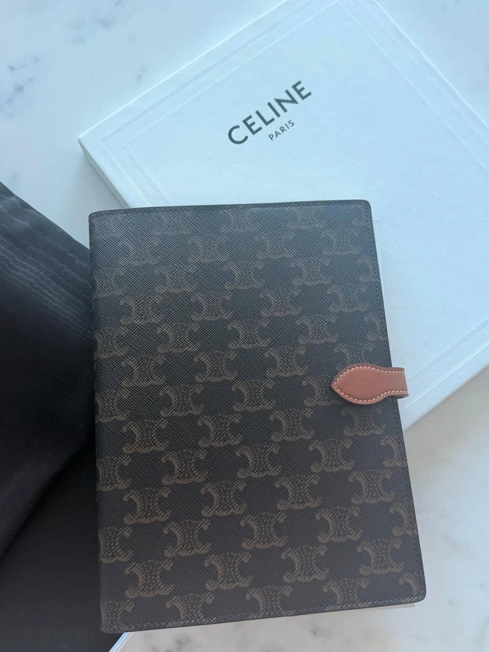 Celine Medium Triomphe Canvas & Calfskin Notebook Cover + Notebook